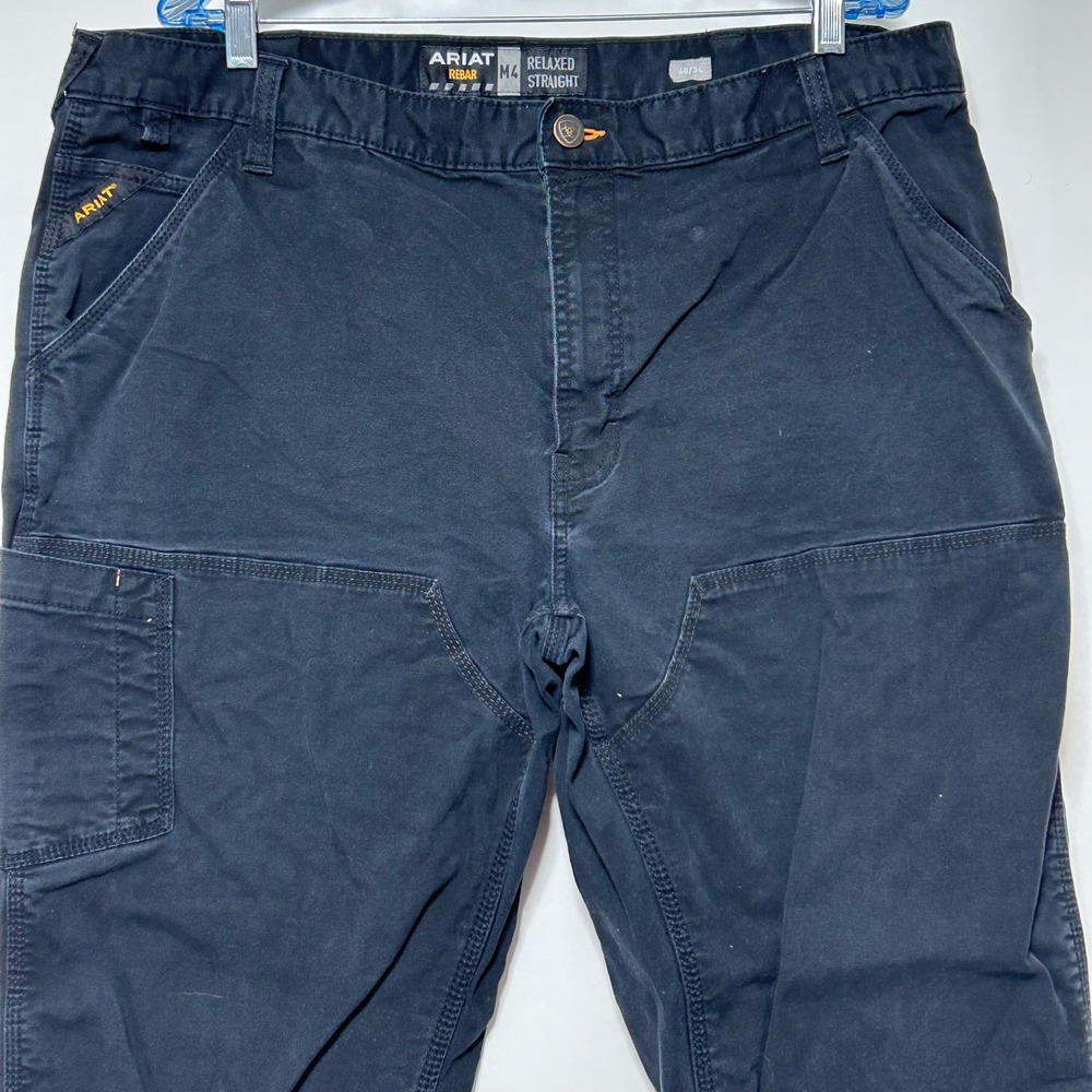 Ariat Rebar M4 Work Pants Mens 40/34 Black Relaxed Straight Canvas Utility Work - Picture 8 of 11